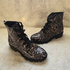 NEW Kendall + Kylie "Epic" Snakeskin Combat Boots - Size 9-9.5